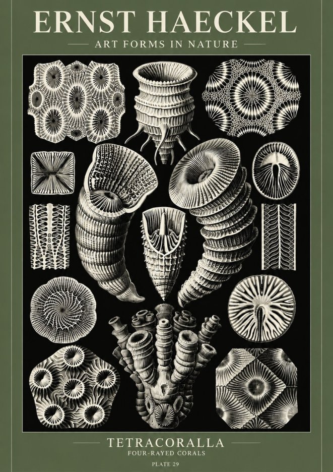 Ernst Haeckel Tetracoralla - Four-rayed Corals No6 - Affiche