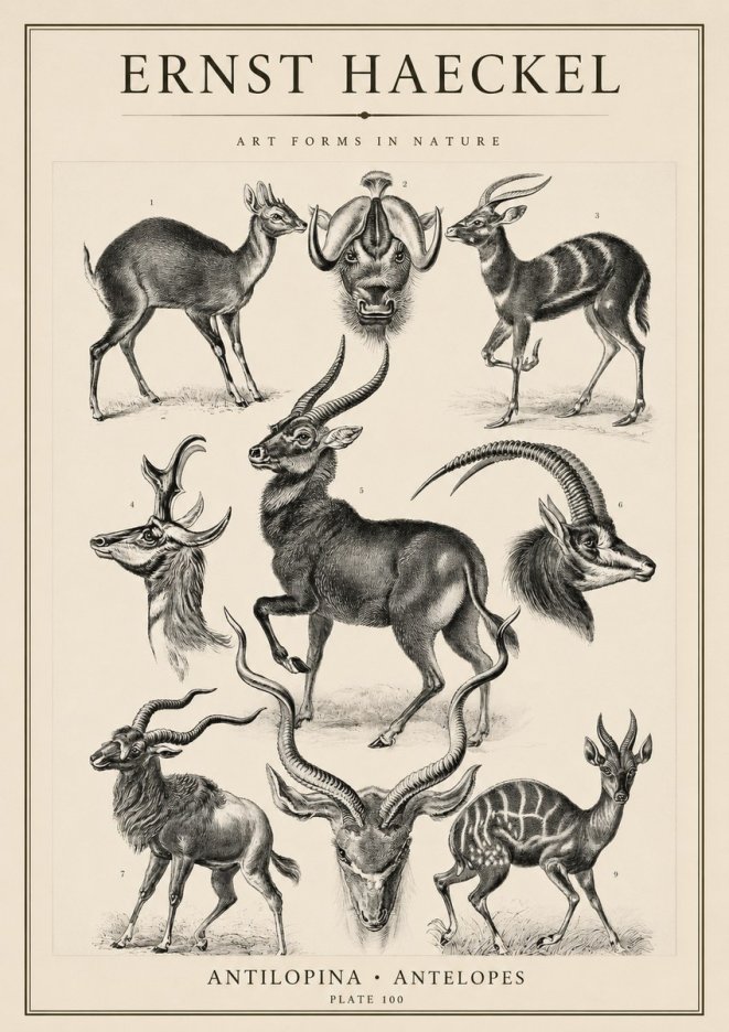 Ernst Haeckel Antelopes No4 - Affiche