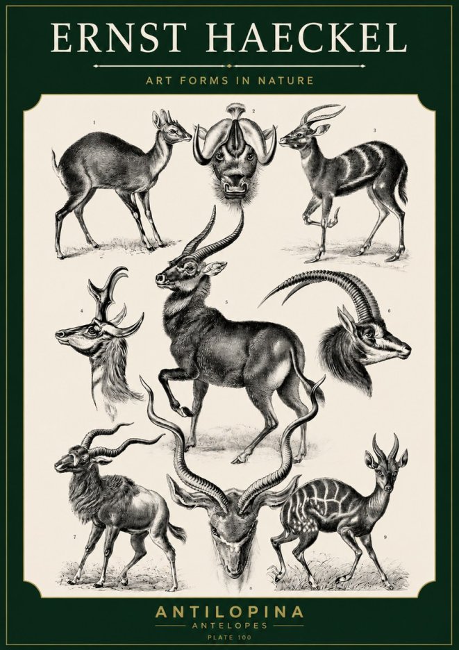 Ernst Haeckel Antelopes No5 - Affiche
