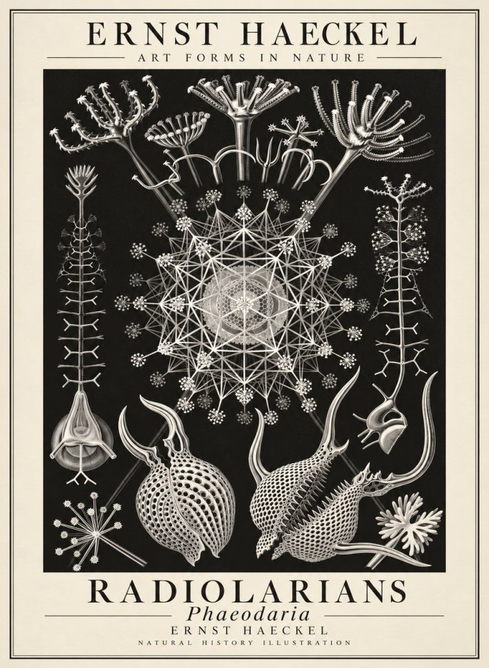 Ernst Haeckel Phaeodaria Radiolarians - Plate 61 No3 - Affiche