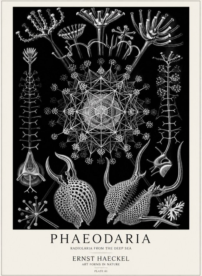 Ernst Haeckel Phaeodaria Radiolarians - Plate 61 No5 - Affiche