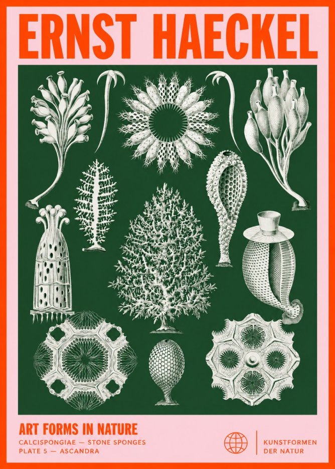 Ernst Haeckel Calcispongiae - Calcisponiges - Plate 5 - Asconia No4 - Affiche