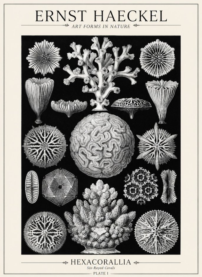 Ernst Haeckel Hexacoralla – Six-rayed Corals No5 - Affiche