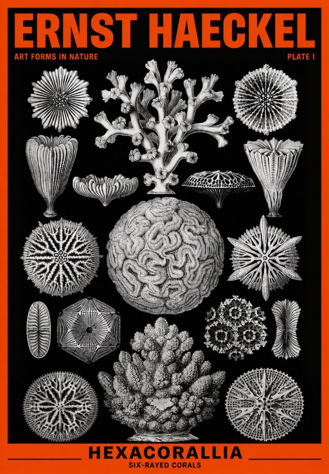 Ernst Haeckel Hexacoralla – Six-rayed Corals No6 - Affiche