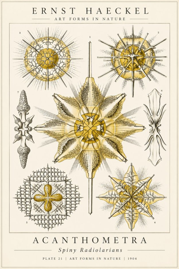 Ernst Haeckel Acanthometra - Star Radiolarians No6 - Affiche