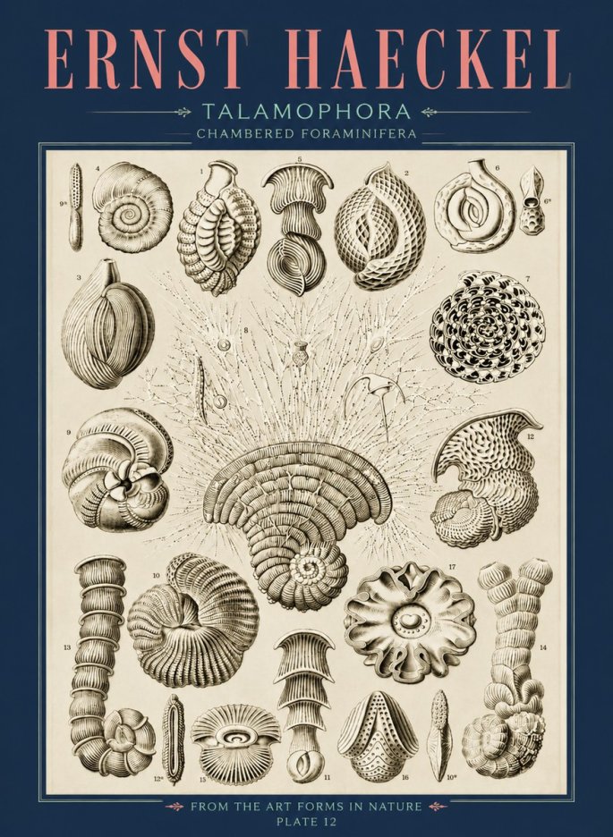 Ernst Haeckel Thalamophora – Foraminifera Plate 12 No4 - Affiche