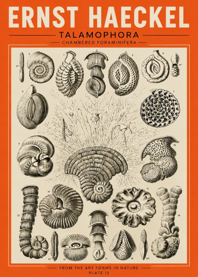 Ernst Haeckel Thalamophora – Foraminifera Plate 12 No5 - Affiche