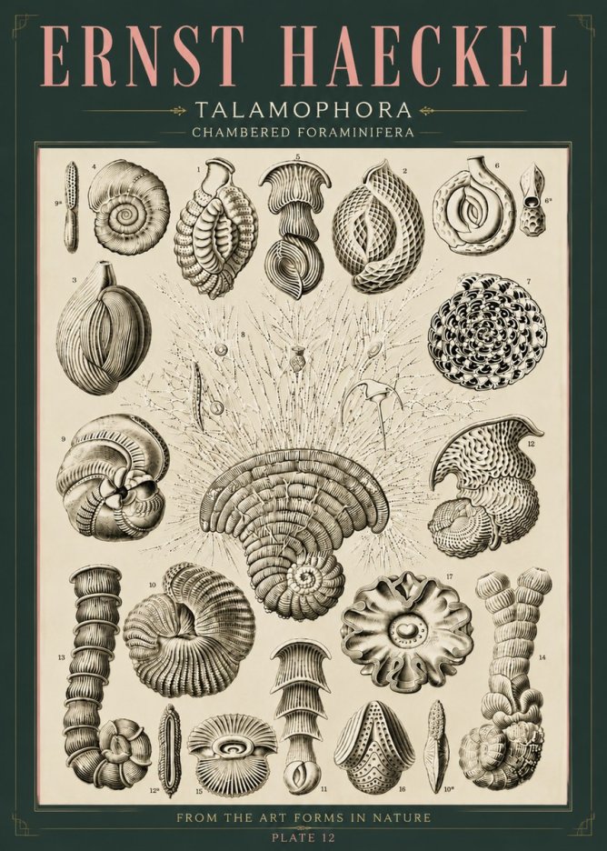 Ernst Haeckel Thalamophora – Foraminifera Plate 12 No6 - Affiche