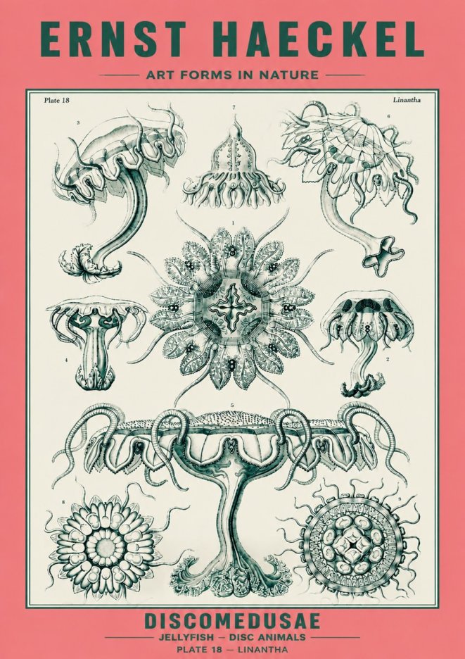 Ernst Haeckel Discomedusae. Jellyfishes. No6 - Affiche