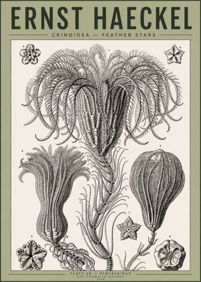Ernst Haeckel Crinoidea - Palm Lilies No4 - Affiche