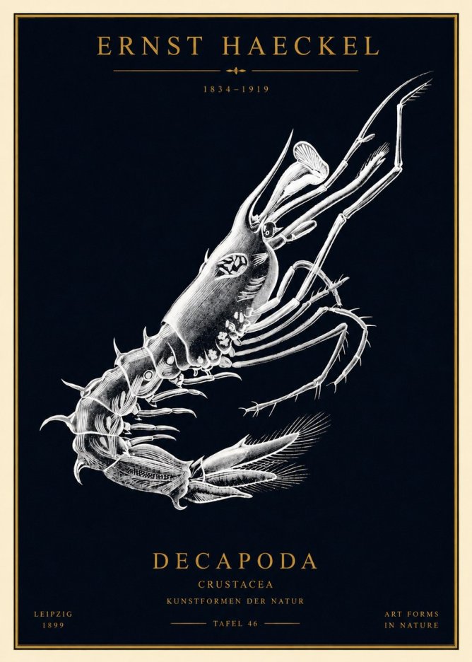 Ernst Haeckel Decapoda the Crustaceans No4 - Affiche
