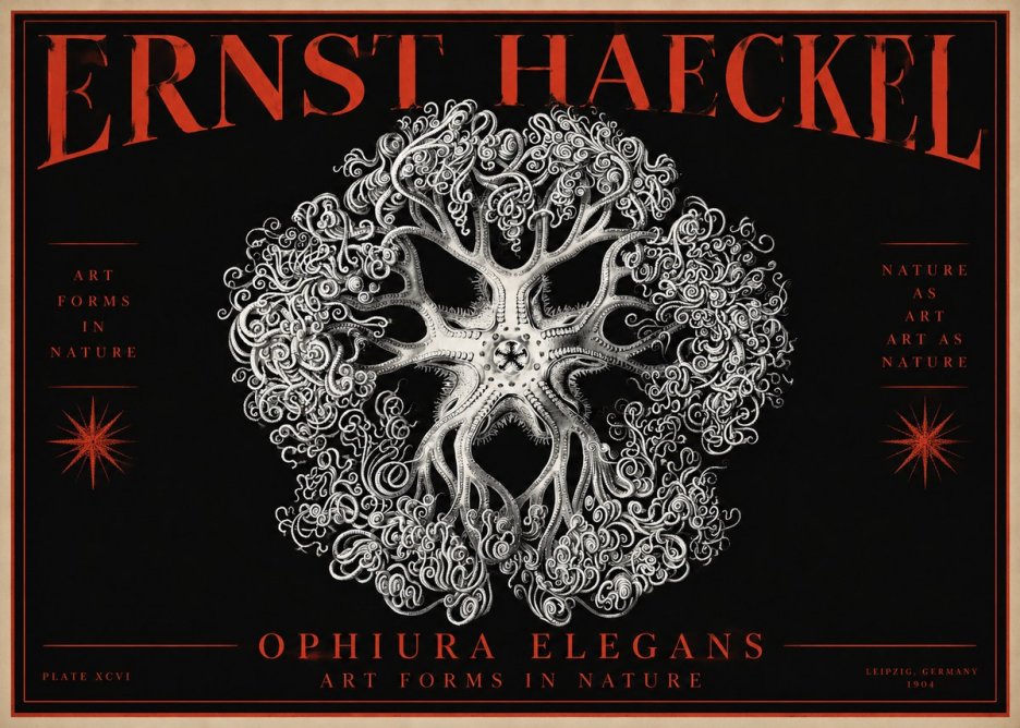 Ernst Haeckel Ophiuroidea Sea Tree - Deep Sea No4 - Affiche