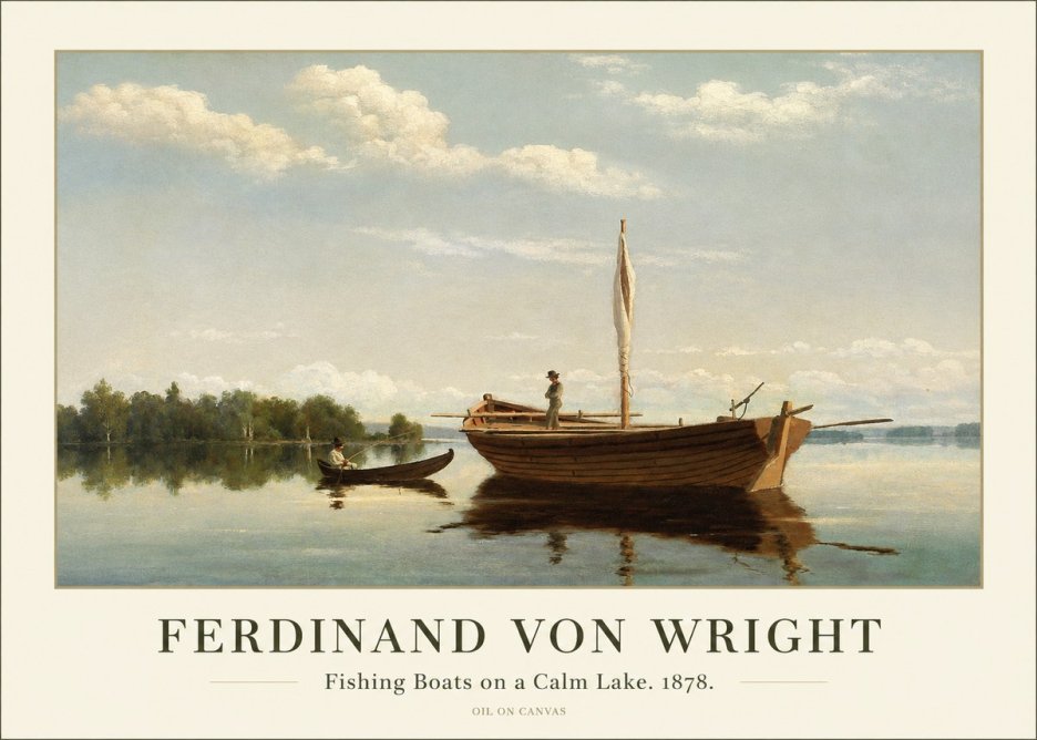 Ferdinand von Wright Fishing Boats on a Calm Lake. 1878. No1 - Affiche