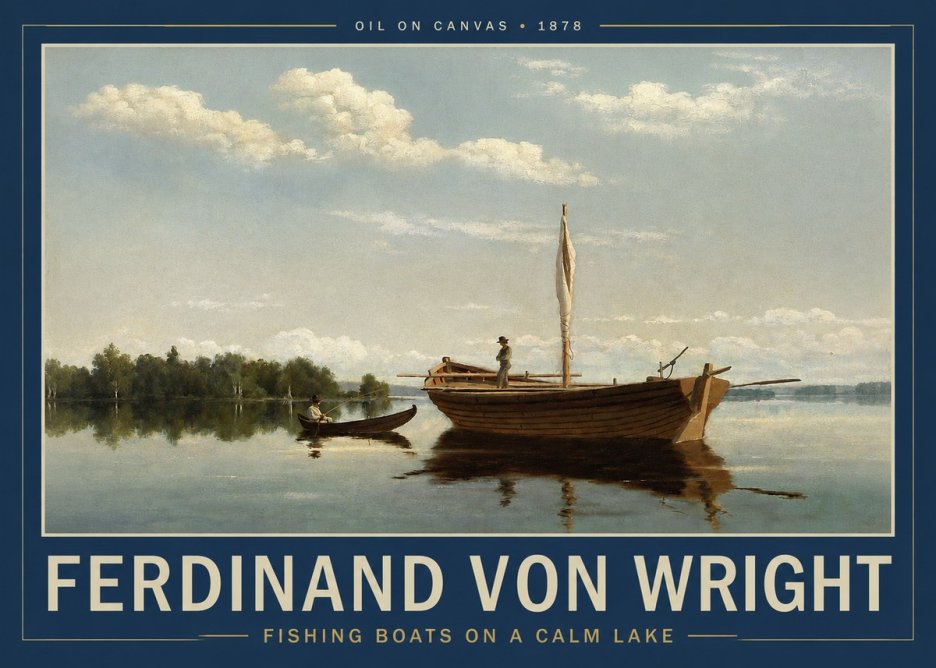 Ferdinand von Wright Fishing Boats on a Calm Lake. 1878. No2 - Affiche