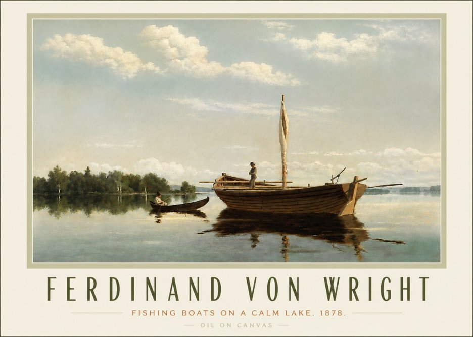 Ferdinand von Wright Fishing Boats on a Calm Lake. 1878. No3 - Affiche