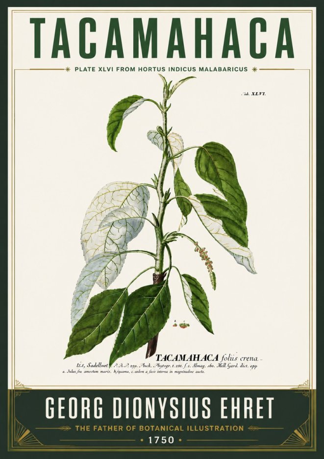 Georg Dionysius Ehret Tacamahaca (Saddlewood) No6 - Affiche