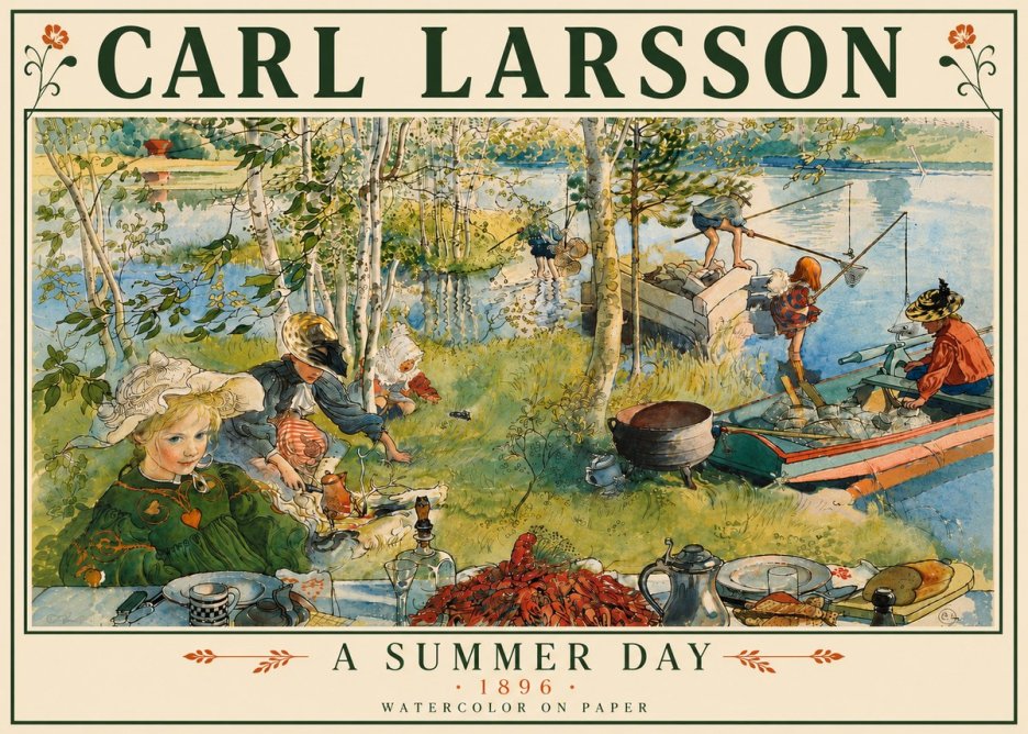 Carl Larsson A Summer Day No6 - Affiche