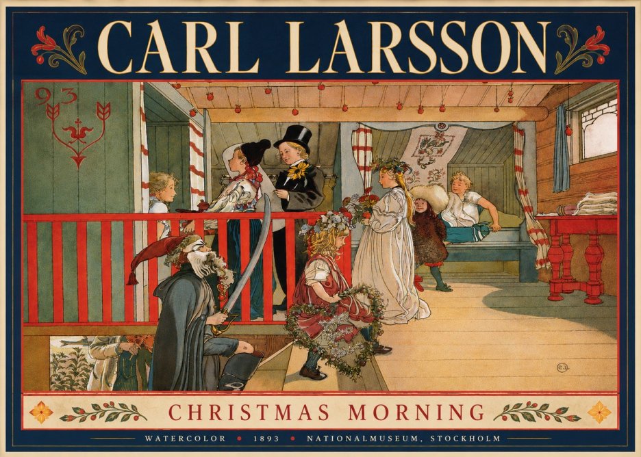 Carl Larsson Children Bringing Flowers No6 - Affiche