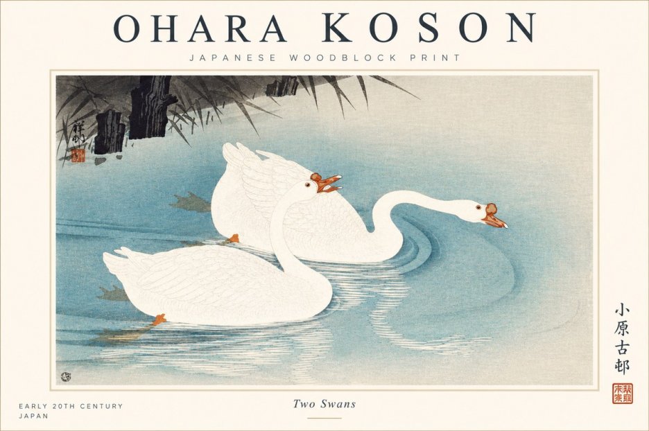 Ohara Koson Two Swans No1 - Affiche