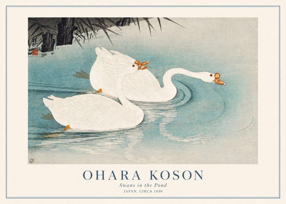 Ohara Koson Two Swans No2 - Affiche