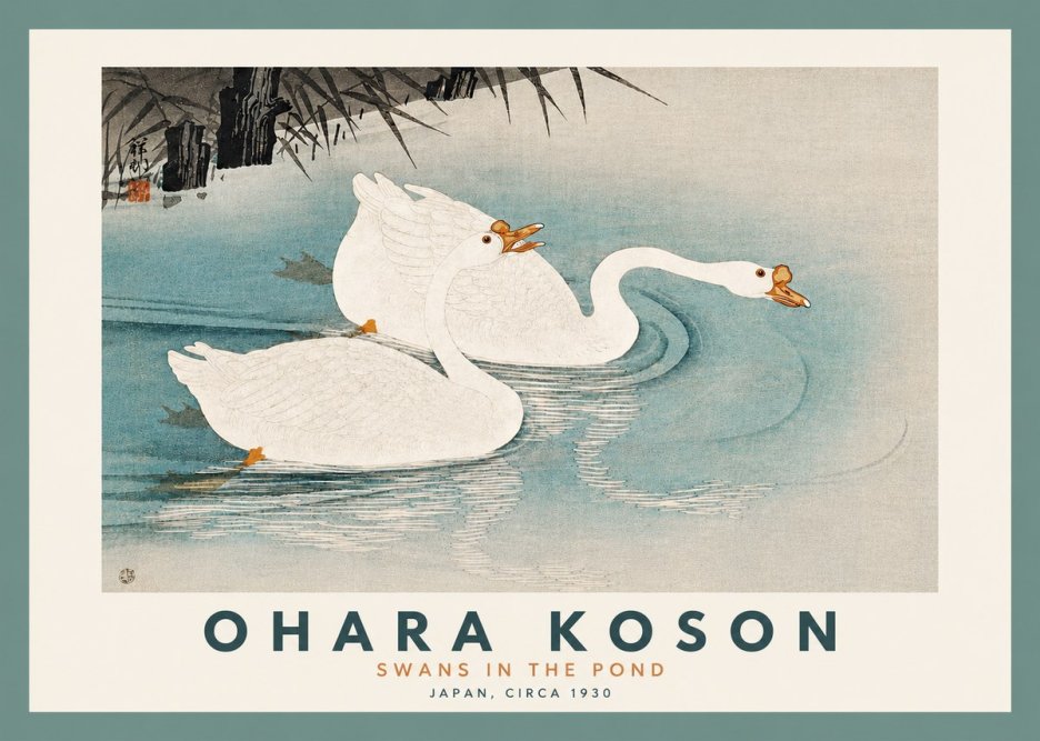 Ohara Koson Two Swans No5 - Affiche