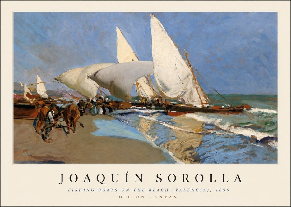 Sorolla Fishing Boats on the Beach (Valencia), 1895 No3 - Affiche