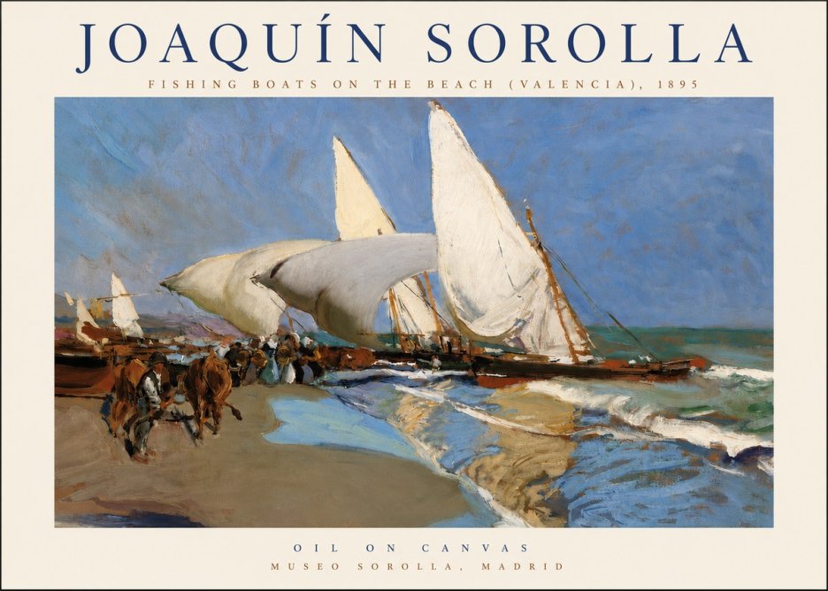 Sorolla Fishing Boats on the Beach (Valencia), 1895 No4 - Affiche