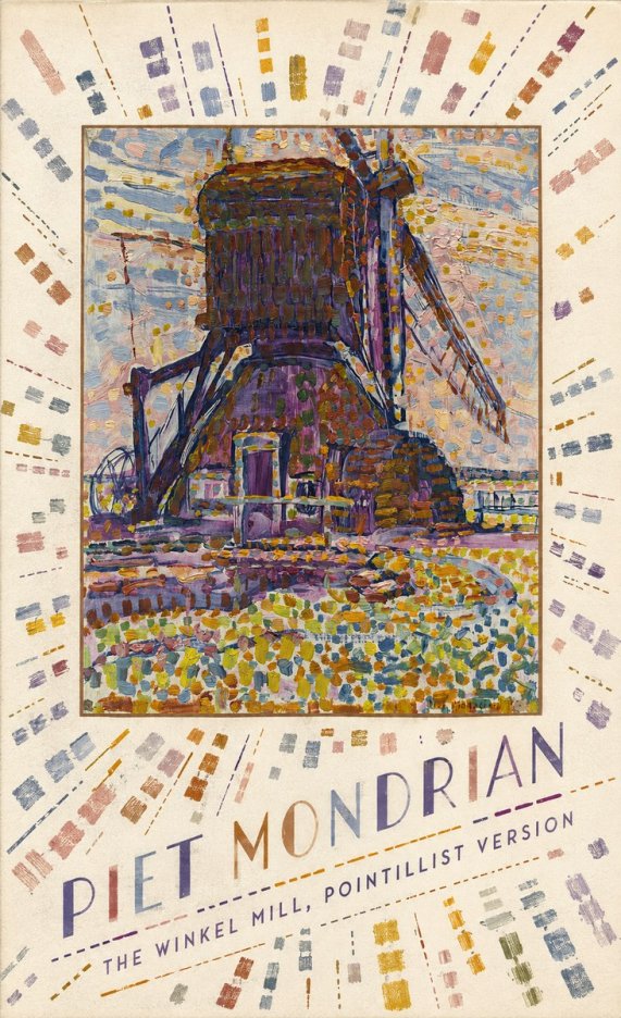 Piet Mondrian The Winkel Mill, Pointillist Version No4 - Affiche