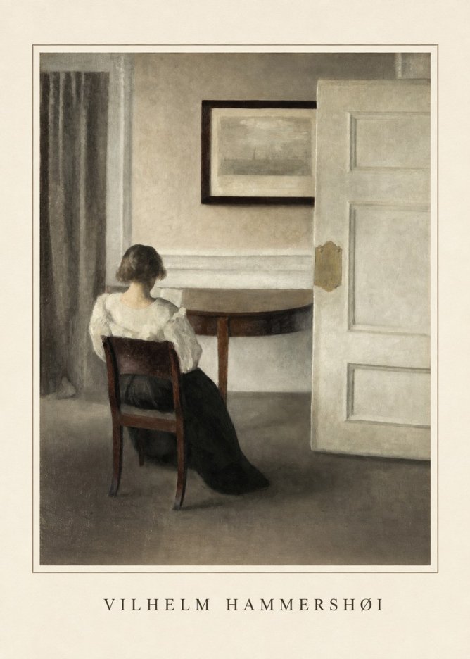 Vilhelm Hammershøi Interior with a Woman, Strandgade 30 No5 - Affiche