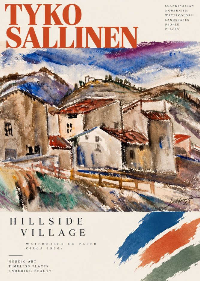 Tyko Sallinen Hillside Village No3 - Affiche