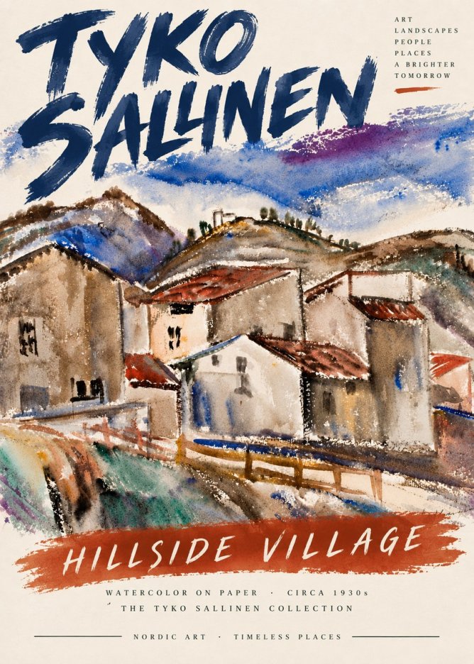 Tyko Sallinen Hillside Village No5 - Affiche