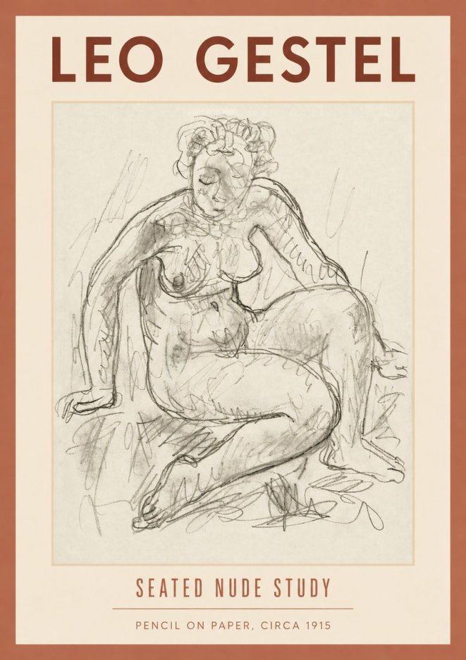 Leo Gestel Seated Nude Study No4 - Affiche