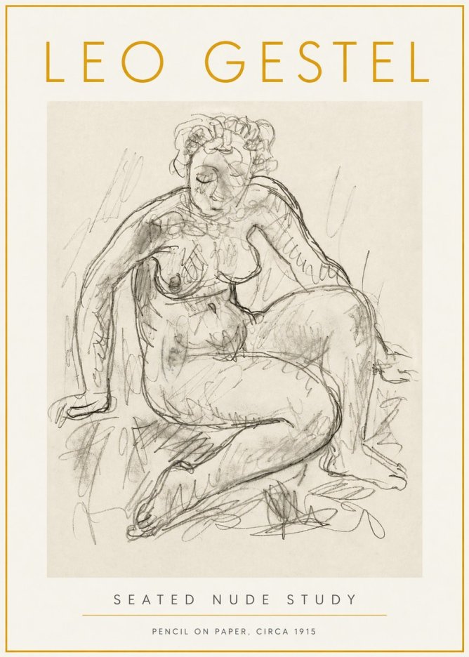 Leo Gestel Seated Nude Study No6 - Affiche