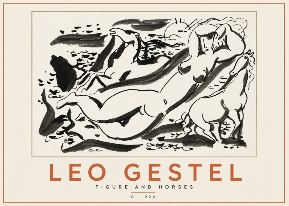 Leo Gestel Figure and Horses No2 - Affiche
