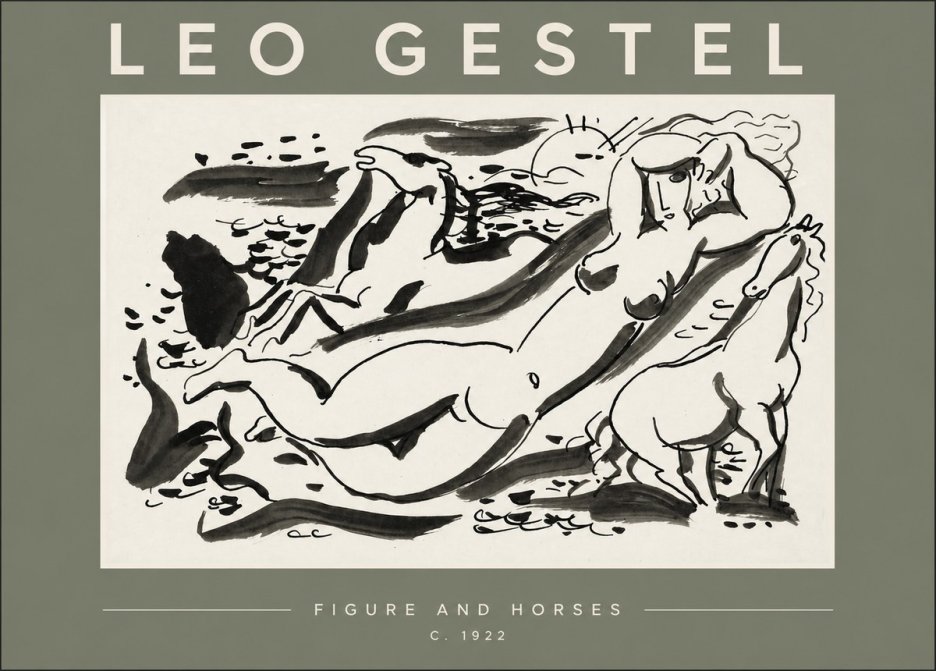 Leo Gestel Figure and Horses No3 - Affiche
