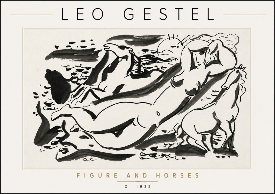 Leo Gestel Figure and Horses No6 - Affiche