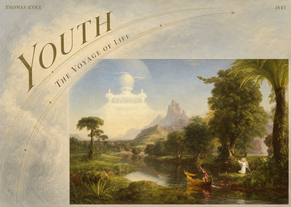 Thomas Cole The Voyage of Life: Youth I No6 - Affiche
