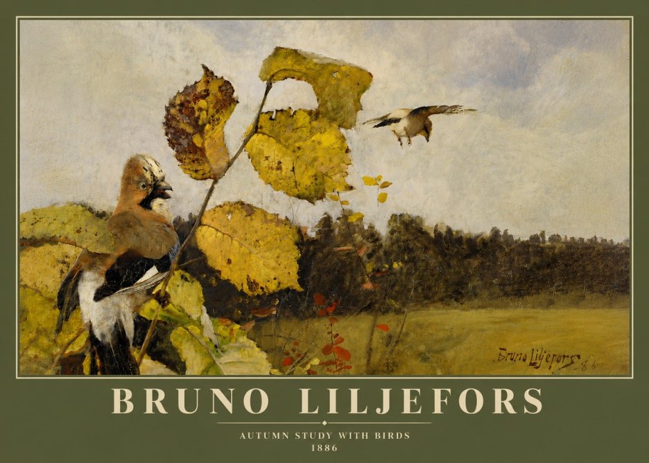 Bruno Liljefors Autumn Study with Birds No4 - Affiche
