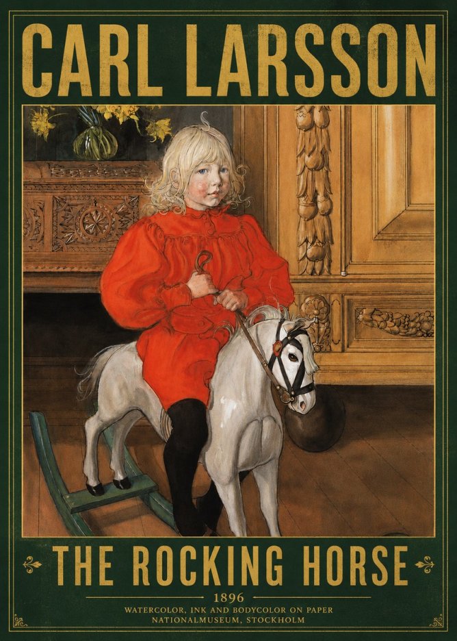 Carl Larsson The Rocking Horse No4 - Affiche