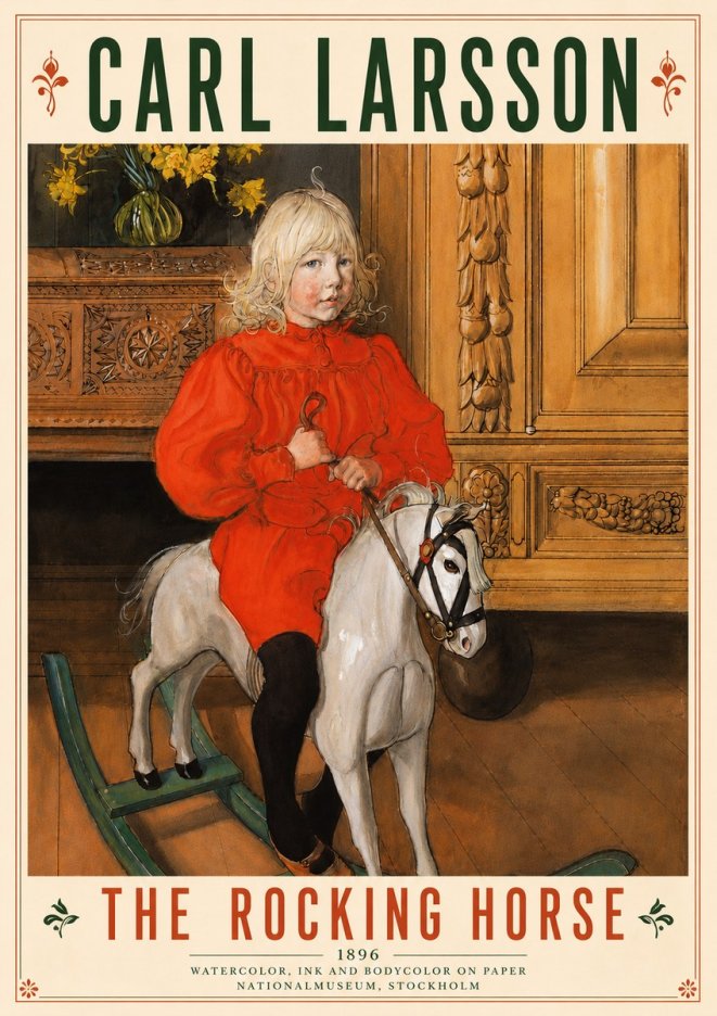 Carl Larsson The Rocking Horse No6 - Affiche