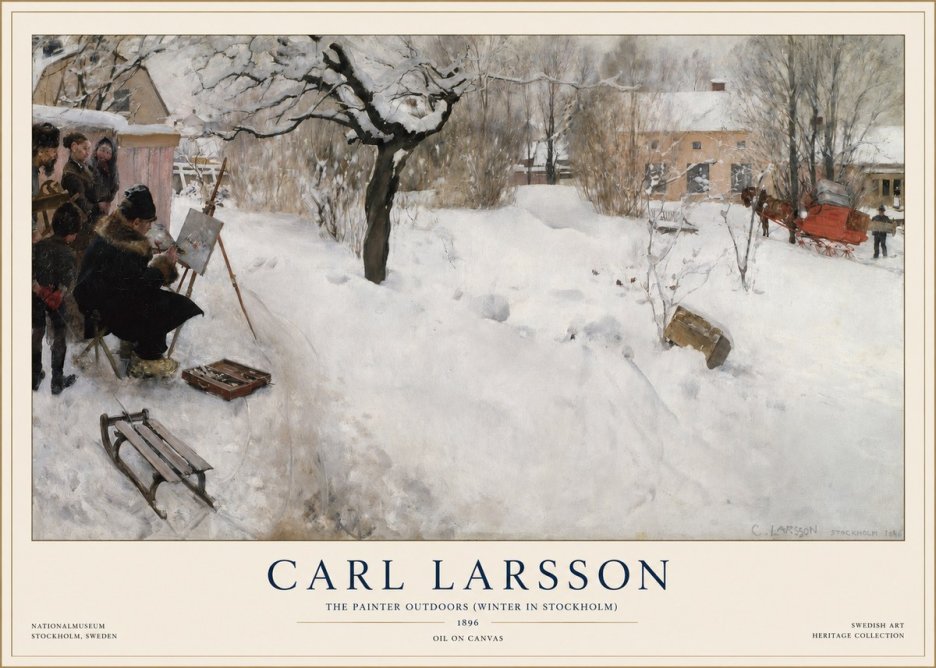 Carl Larsson The Painter Outdoors (Winter in Stockholm) No1 - Affiche
