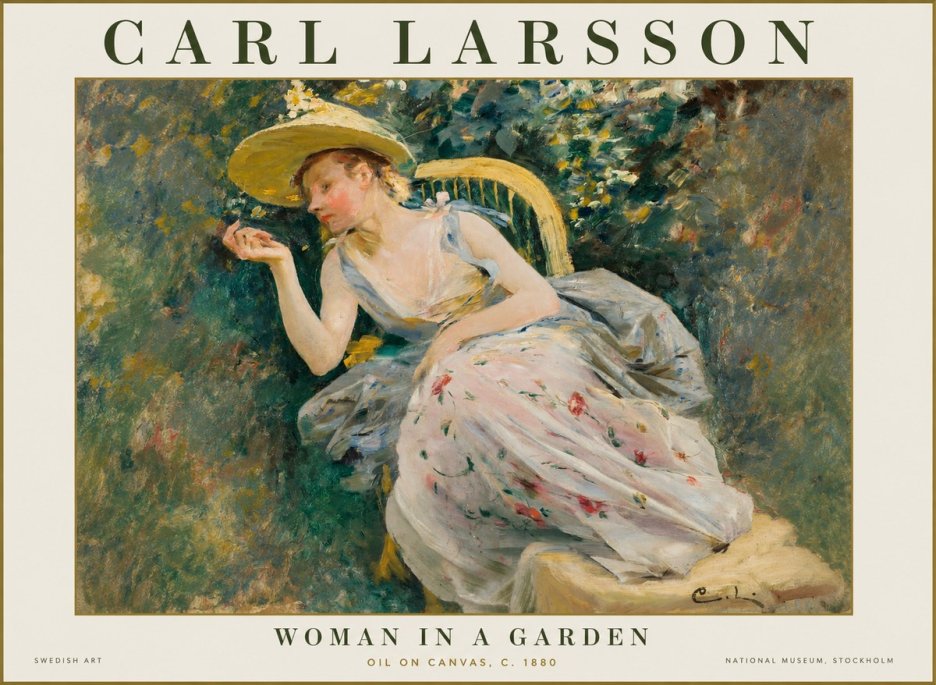 Carl Larsson Woman in a Garden No1 - Affiche