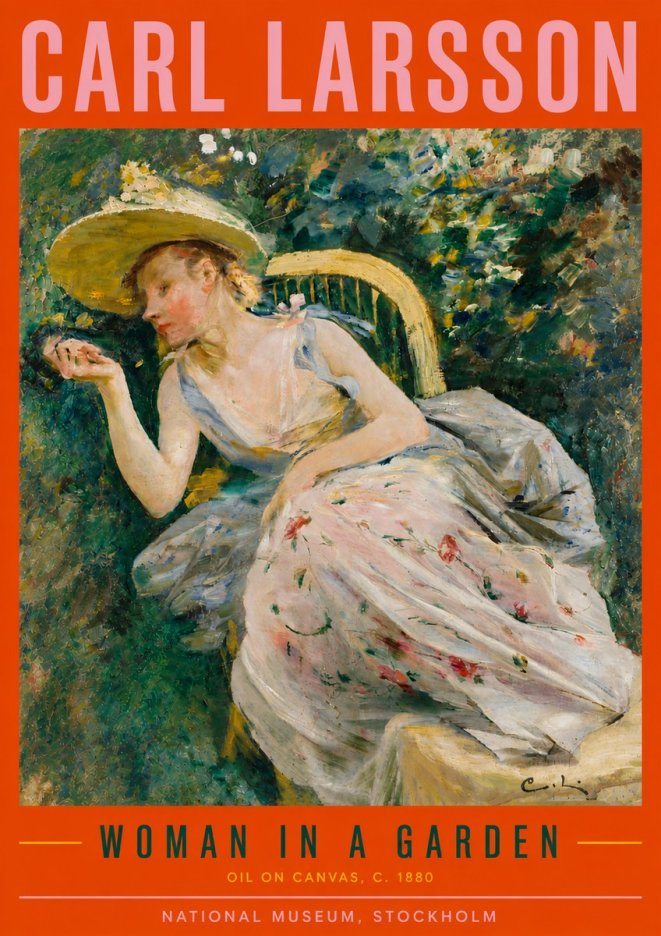 Carl Larsson Woman in a Garden No5 - Affiche