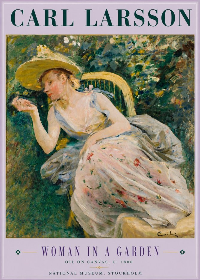 Carl Larsson Woman in a Garden No6 - Affiche