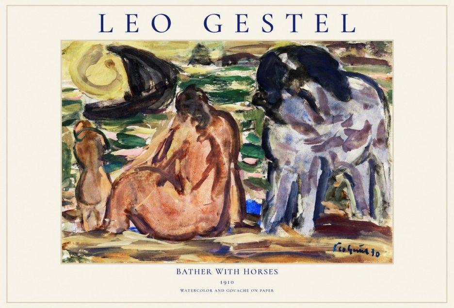 Leo Gestel Bather with Horses No1 - Affiche