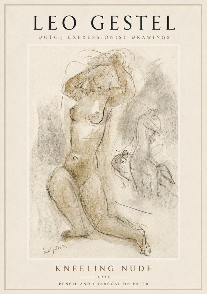 Leo Gestel Kneeling Nude No6 - Affiche