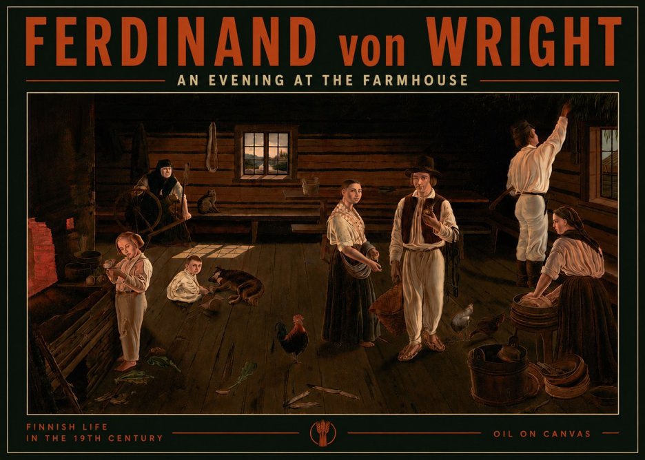 Ferdinand von Wright An Evening at the Farmhouse No5 - Affiche