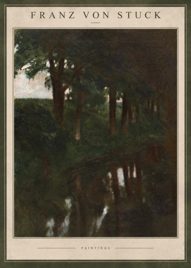 Franz von Stuck Woodland Reflections No4 - Affiche