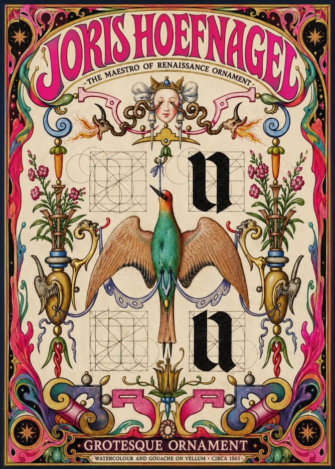 Joris Hoefnagel Grotesque Ornament No3 - Affiche