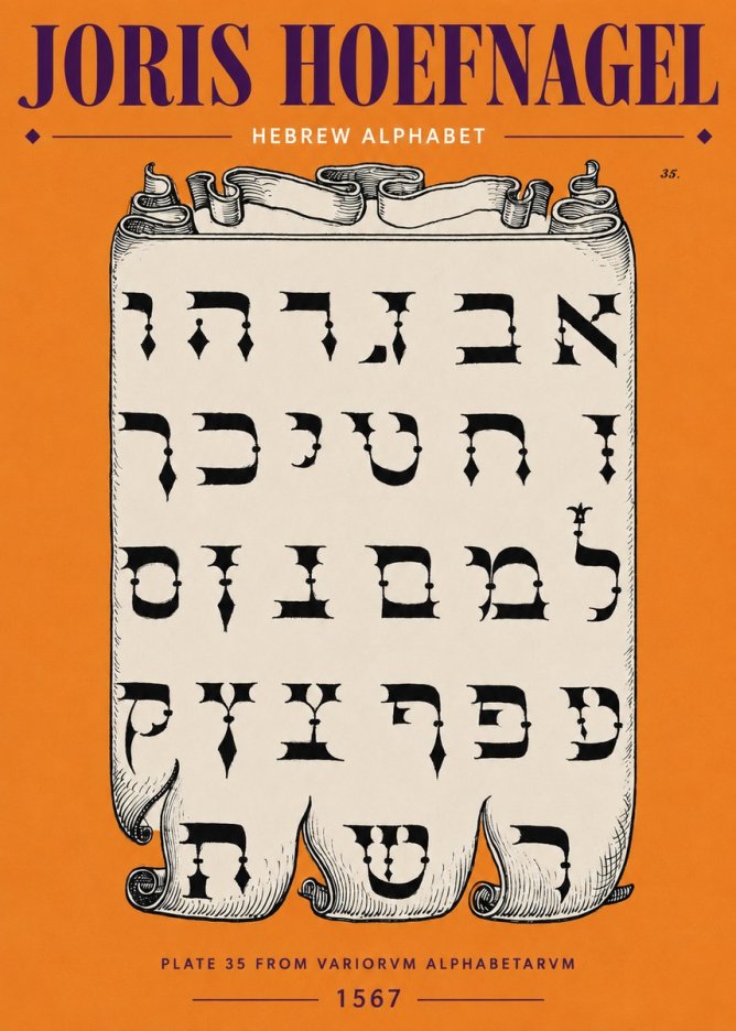 Joris Hoefnagel Hebrew Alphabet No3 - Affiche